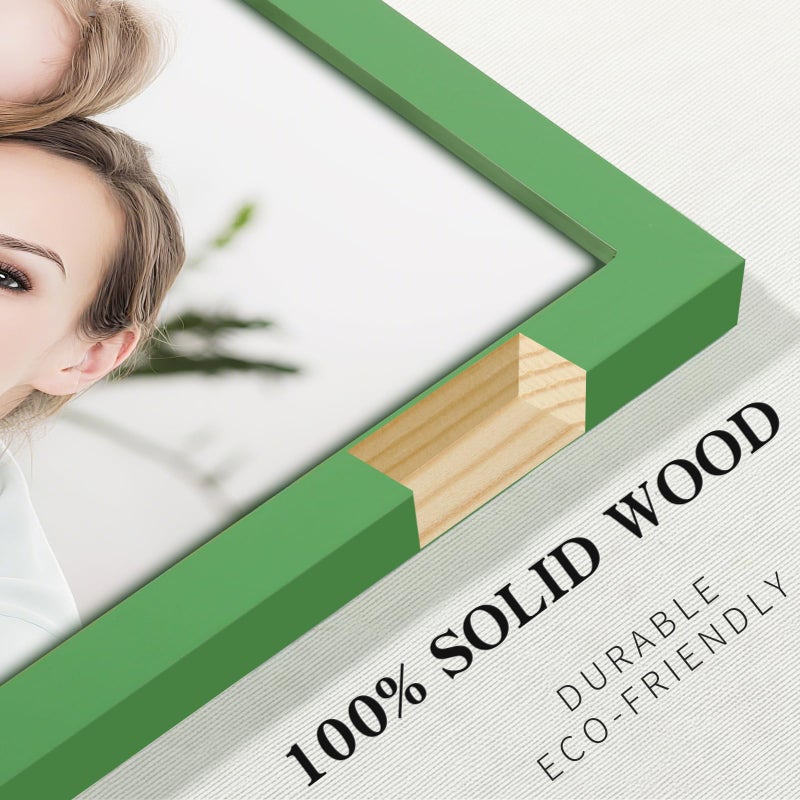 WUTL Picture Frames 10x10 2 Pack Made of Solid Wood Green for Wall Mounting and Tabletop Display - Image 2